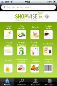 Application Shopwise sur iPhone