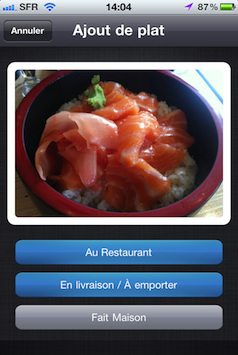 application food reporter sur iPhone