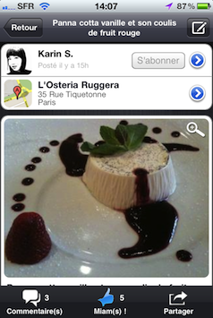 application food reporter sur iPhone