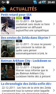 application jeux video sur android