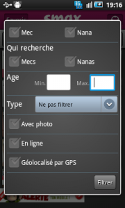 Application Smax sur Android 