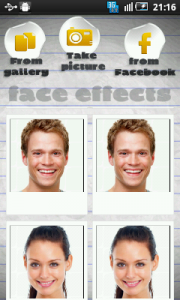 Appli Face Effects sur Android