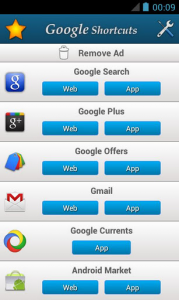 Google Shortcuts application android