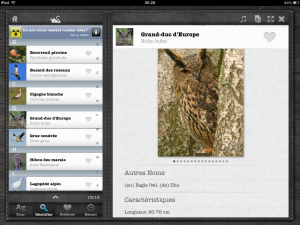 Application Les oiseaux Pro HD free sur iPad