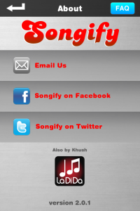 Application Songify sur iPhone