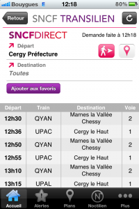 application iphone SNCF Transilien