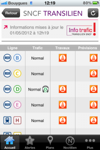 application iphone SNCF Transilien