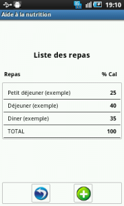 Aide à la nutrition android